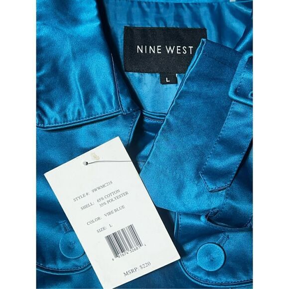 Nine West NWT Vibe Blue Silky Trench Coat Size Large - Picture 5 of 6